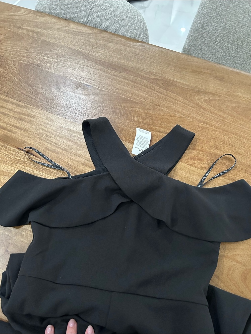 RACHEL Roy Black Cold Shoulder Wide-Leg Jumpsuit. - Picture 10 of 12